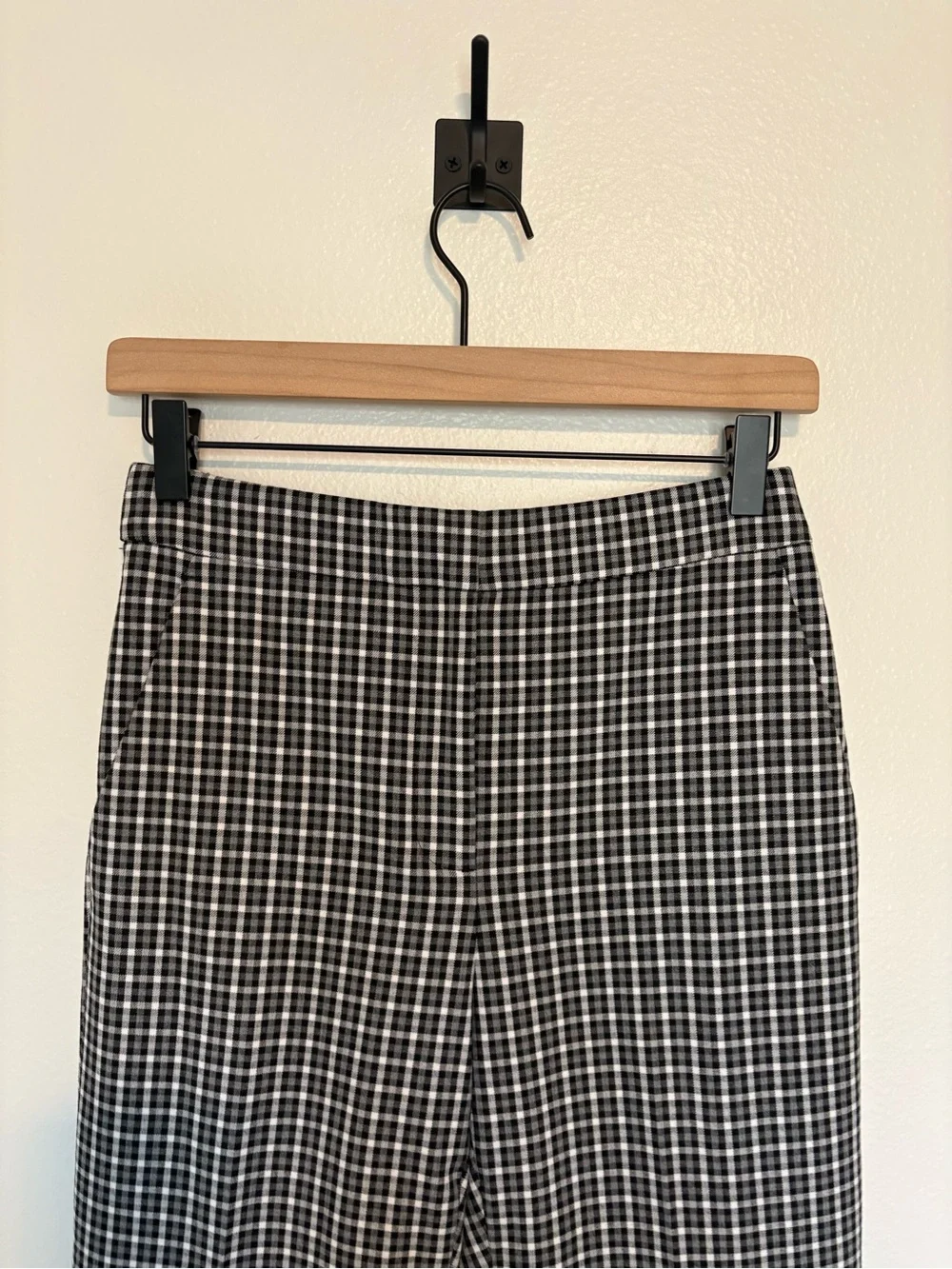 J. Crew Tartan Plaid High Rise Pull-On Straight Trouser Pant Preppy Black 4